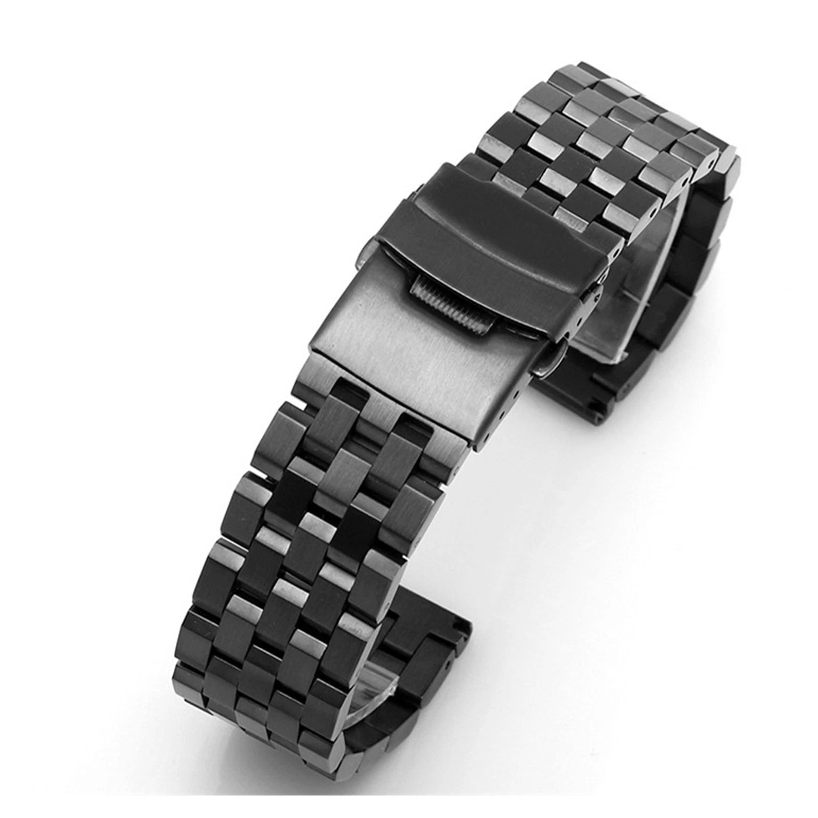 Black 24mm Stainless Steel Watch Band Strap Bracelet Watchband
