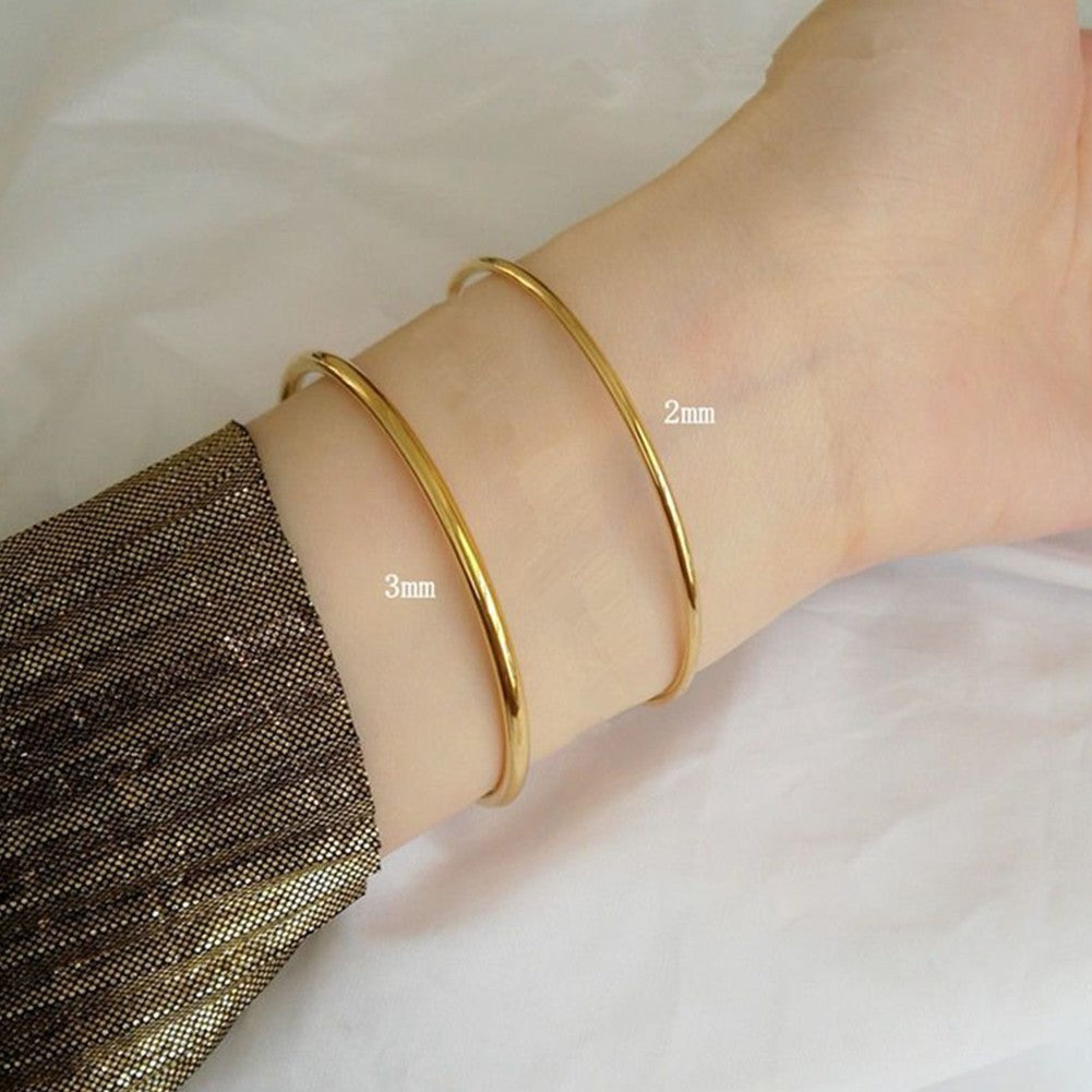 Golden Titanium Steel Bracelet Bangle 4mm Width