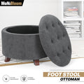 17" Lift Top Storage Ottoman Round Modern Tufted Footst