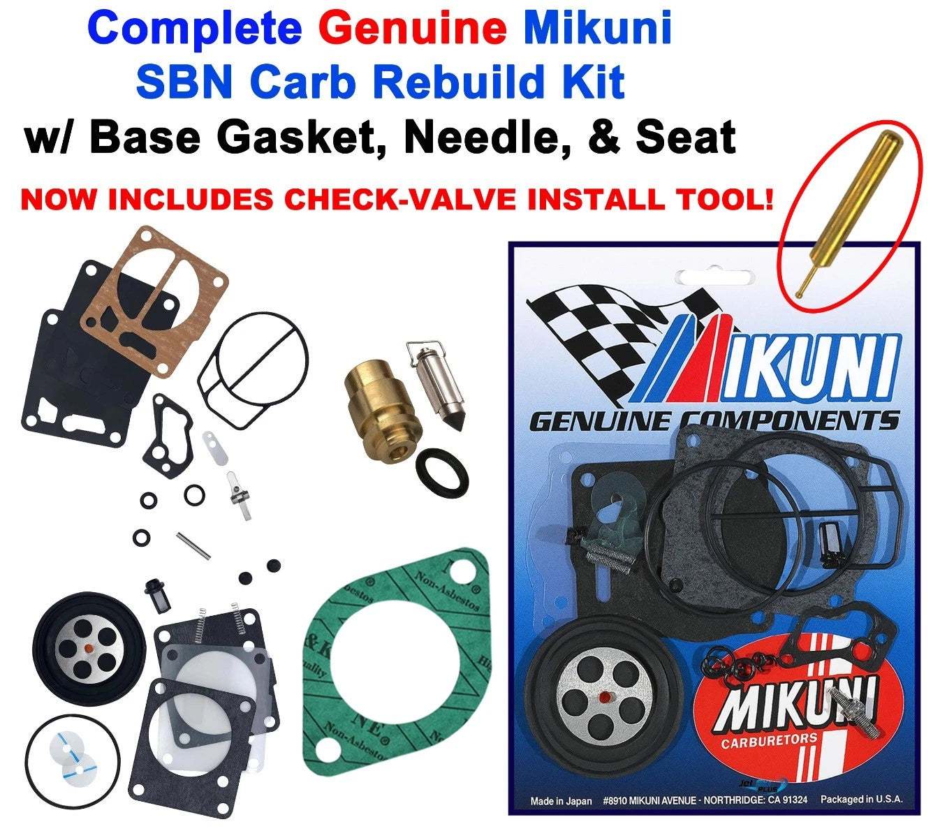 Sea Doo Genuine Mikuni Carb Rebuild Kit Base Gasket And Needle Seat