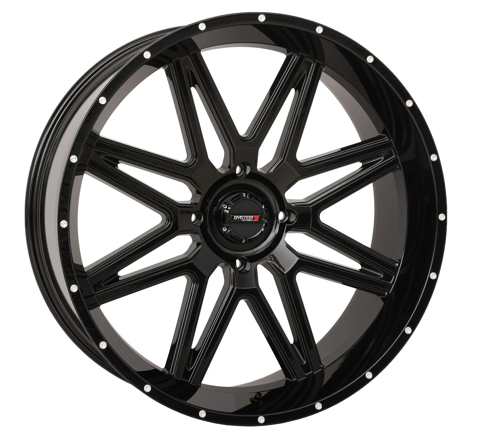 System 3 St7 Wheel 24x9 5+4 (0mm) 4/156 Gloss Black For Polaris Rzr