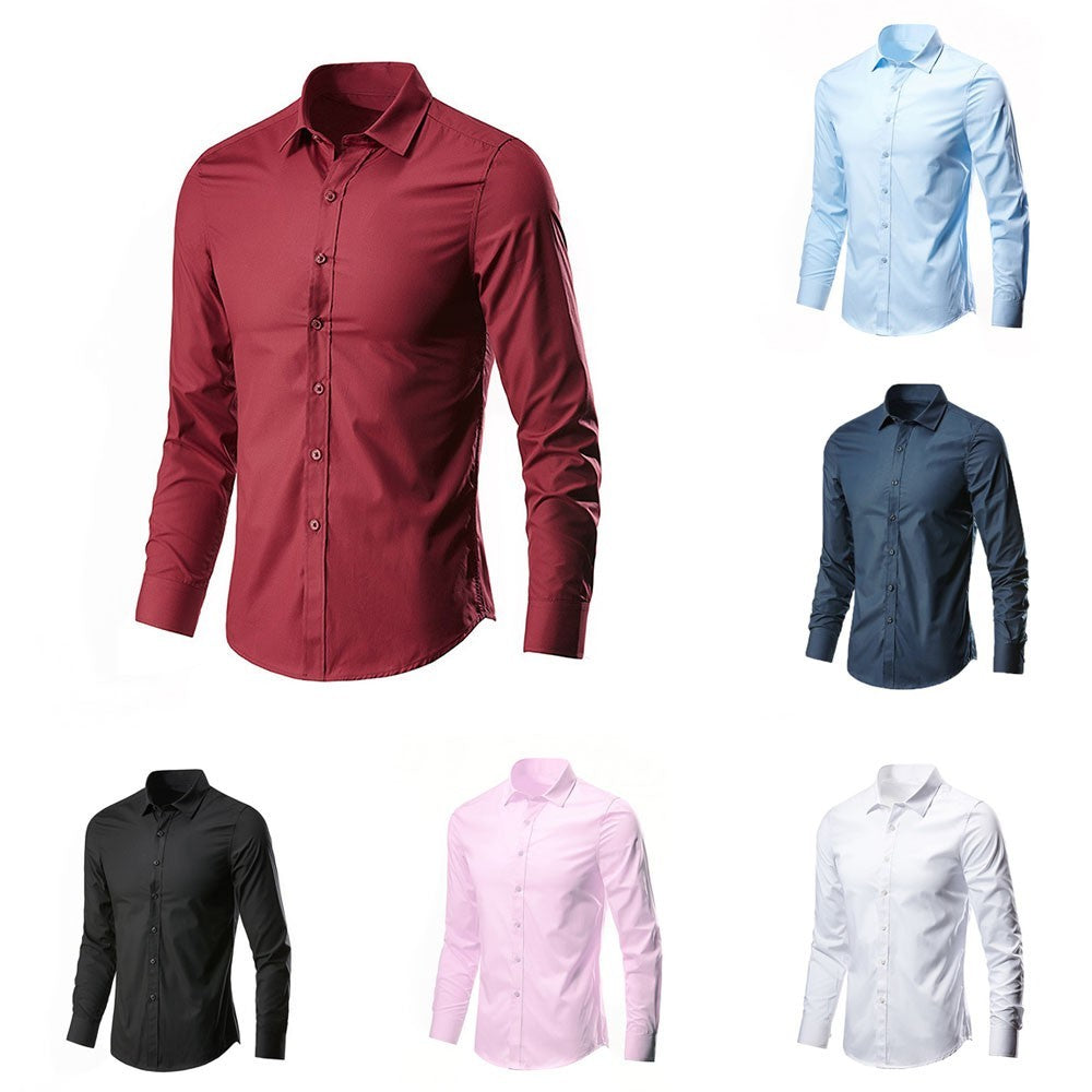 Durable Men Shirt Long Sleeve Slim Fit