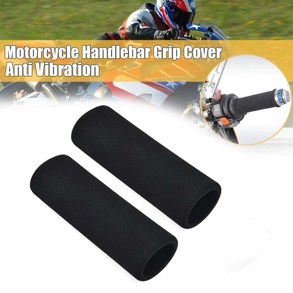 1 Pair Motorcycle Slip-on Grip Covers Motorbike Anti Vibration Handle
