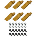 Set Of 6 Bucket Uni-teeth With Hardware Fits Caterpillar Replaces
