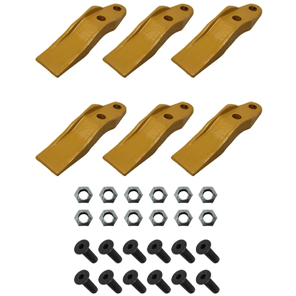 Set Of 6 Bucket Uni-teeth With Hardware Fits Caterpillar Replaces