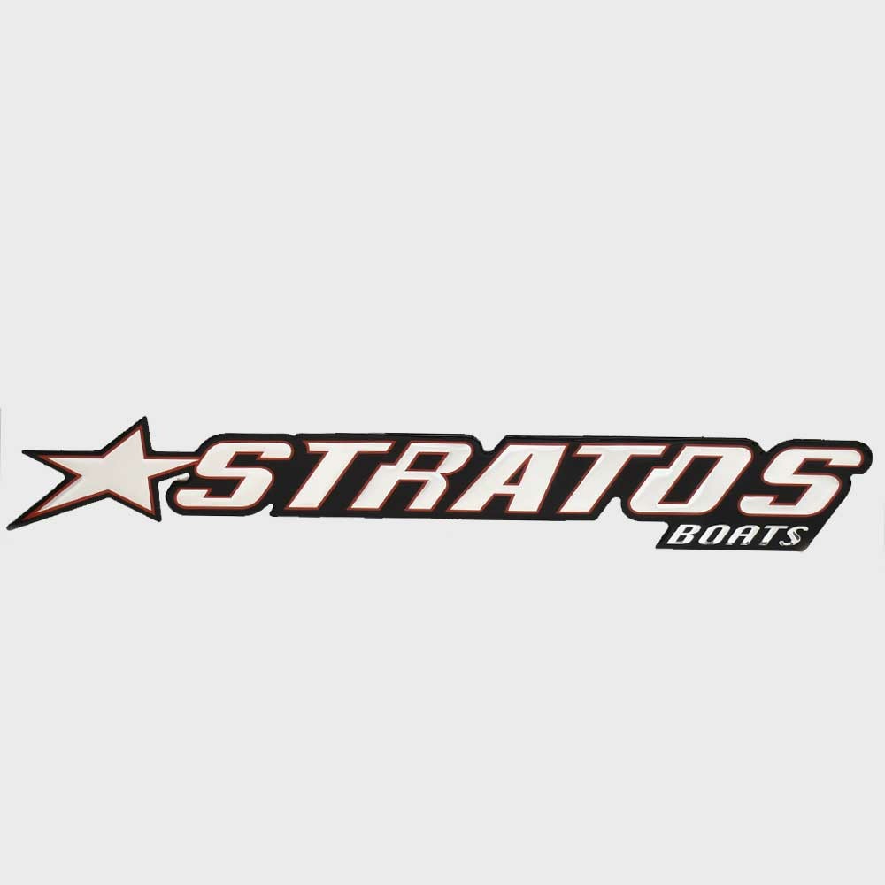 Stratos Boat Logo Raised Decal Mirrored Silver by Stratos