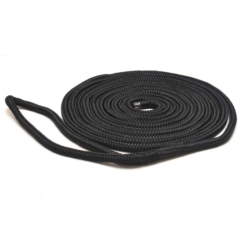 SeaGrace Boat Dock Line Double Braided 1/2 Inch x 15 FT Black by SeaGrace
