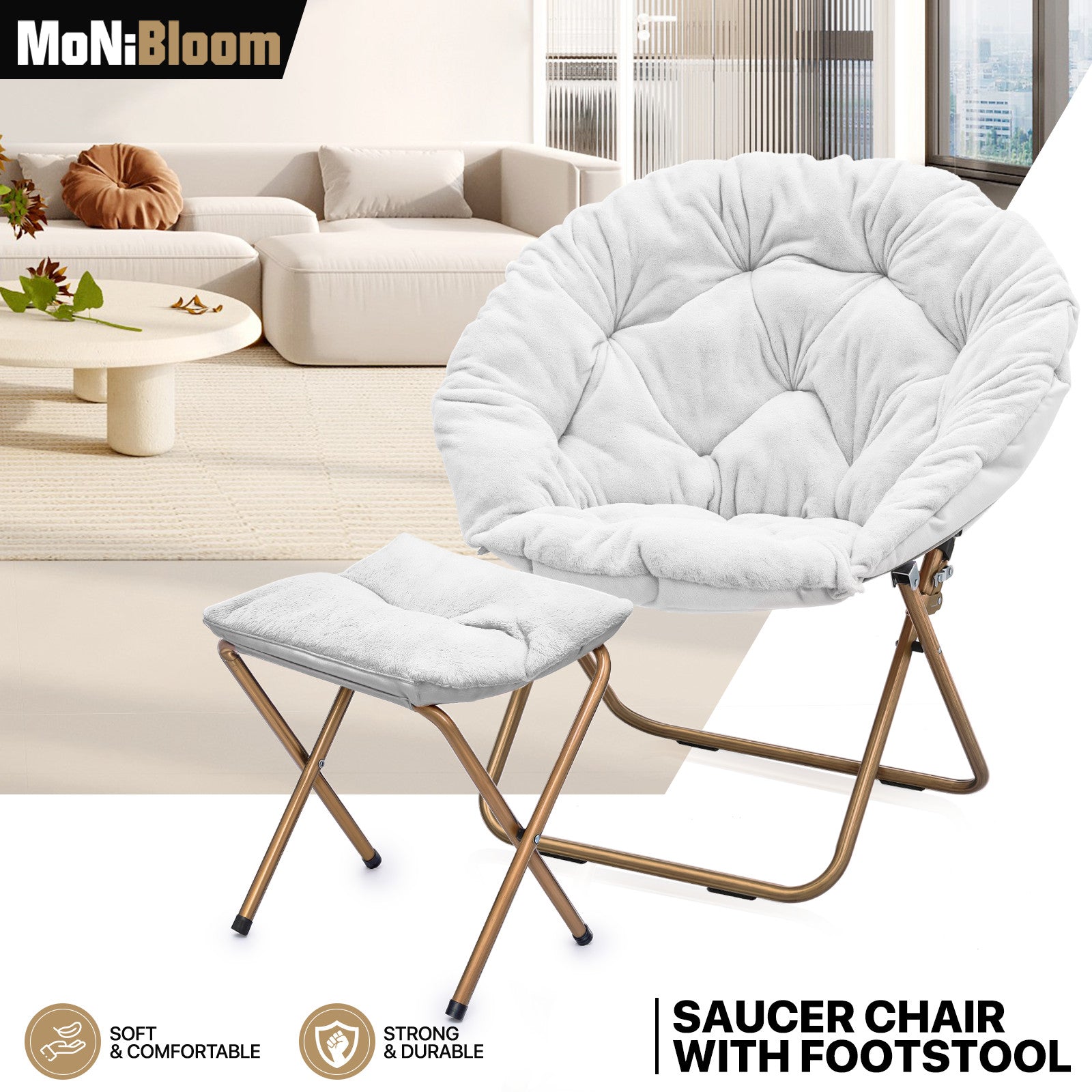 Cozy Saucer Chair with Footrest