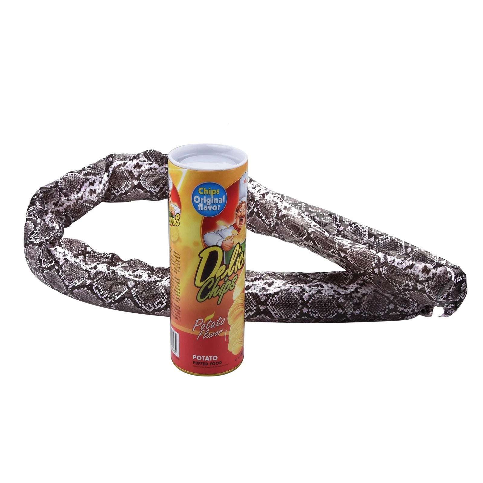 Kid Hallowen Magic Snack Chips Can Flexible Spring Fake Snake Trick