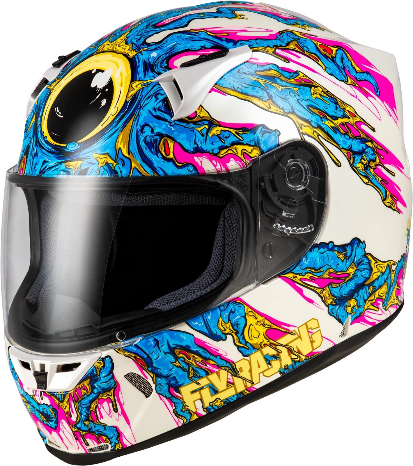 Fly Racing Revolt Space Creep Full-face Helmet Medium Light Blue Pink