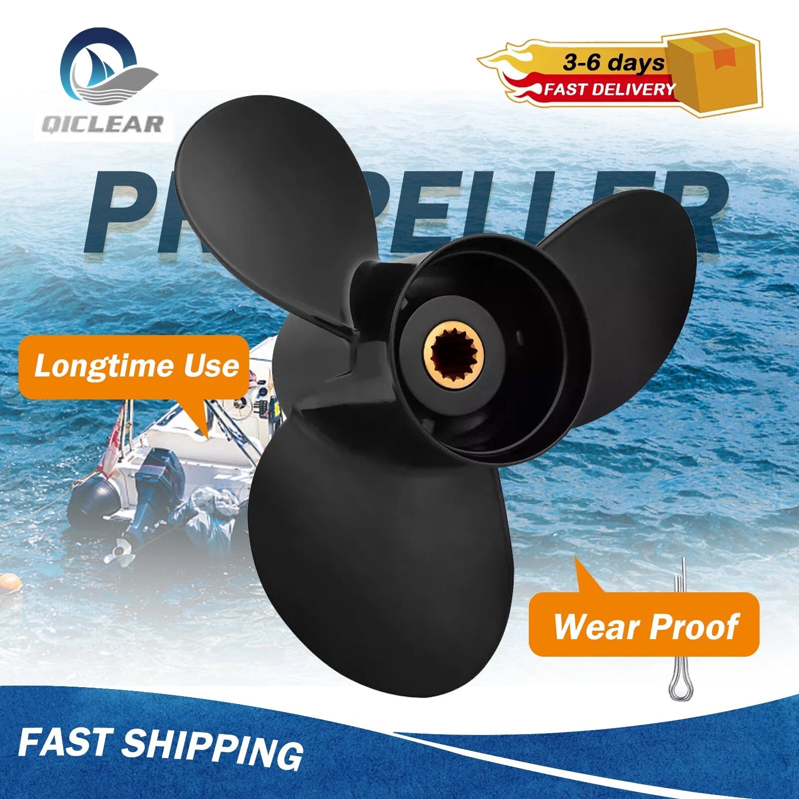 New 10 1/2 X 11 Aluminum Boat Propeller Fit Evinrude Engines