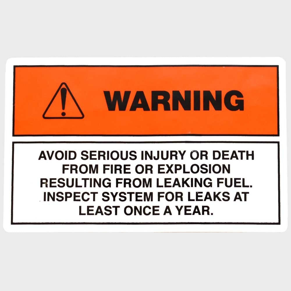 Warning Decal Leaking Fuel 5 x 3 1/8 Inch