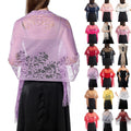 Wedding Party Long Shawl Scarf With Tassels Tulle Lace Sheer Wrap