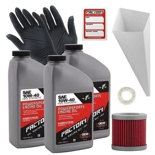 Factory Racing Parts Sae 10W-40 3qt Oil Change Kit Fits Kawasaki Kfx
