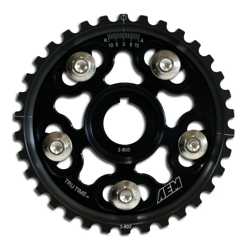 Aem Tru-time Adjustable Cam Gear Black 5-bolt B17a1 B18a1, 23-802bk