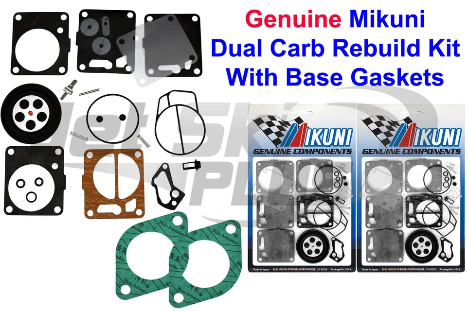 Seadoo Genuine Mikuni Dual Carburetor Rebuild Kit & Carb Base Gasket