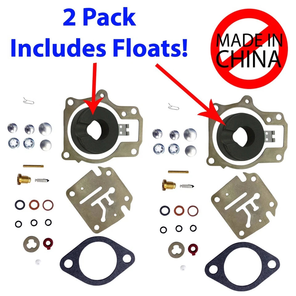 Johnson Evinrude Dual Carb Carburetor Rebuild Kit Float 18 20 25 28