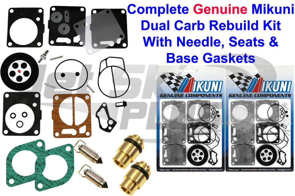 Seadoo Genuine Dual Mikuni Carb Rebuild Kit & Needle Seat & Base