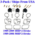 3-pack Yamaha Outboard Carburetor Rebuild Kit 2-stroke 1989-09 40hp /
