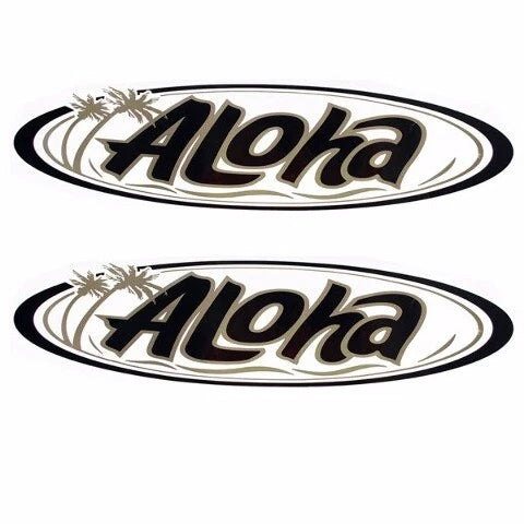 Waco Boat Aloha Decals 0827-05 | 22 X 5 1/2 Black Silver (Pair)