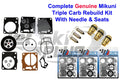 Yamaha Genuine Mikuni Triple Carburetor Rebuild Kit & Needle/seat Ls