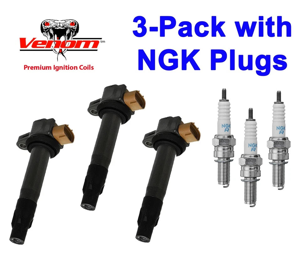 Set Of 3 Seadoo Ignition Coil Stick W/ Plugs Fits Spark Models & Gti
